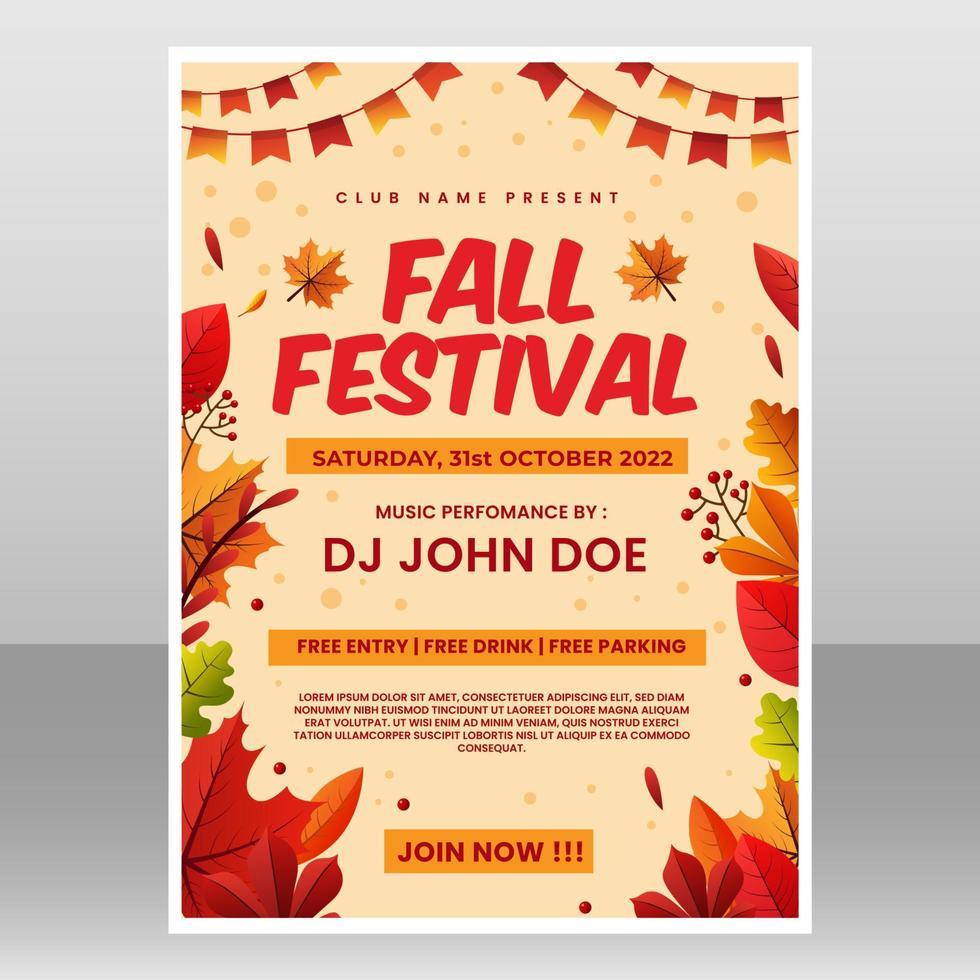 Fall Festival Event Poster Template vector