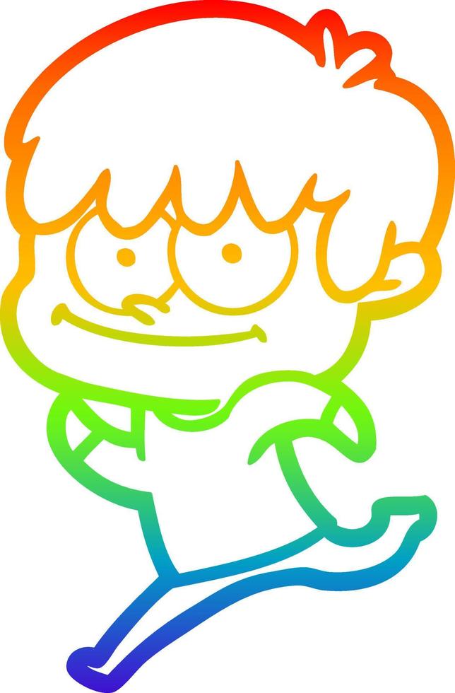rainbow gradient line drawing happy cartoon man vector