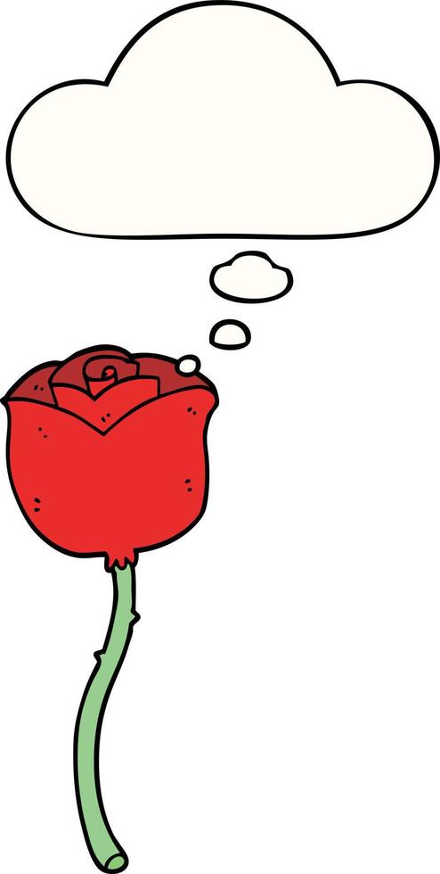 cartoon rose and thought bubble vector