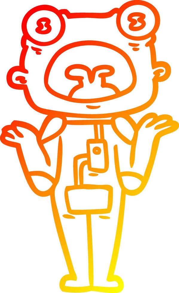 warm gradient line drawing cartoon weird alien shrugging shoulders vector