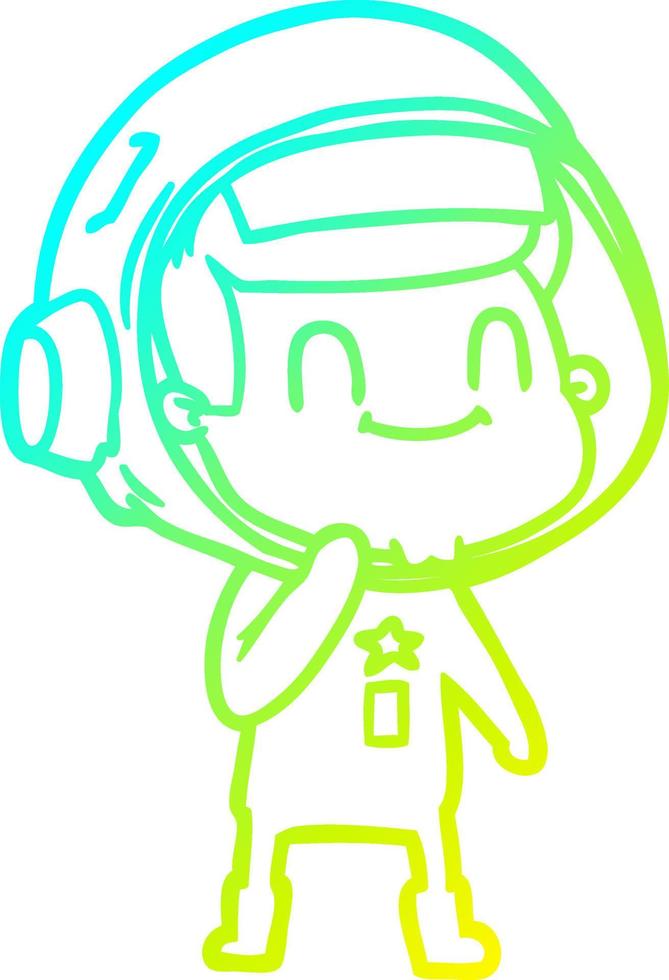 cold gradient line drawing happy cartoon astronaut vector