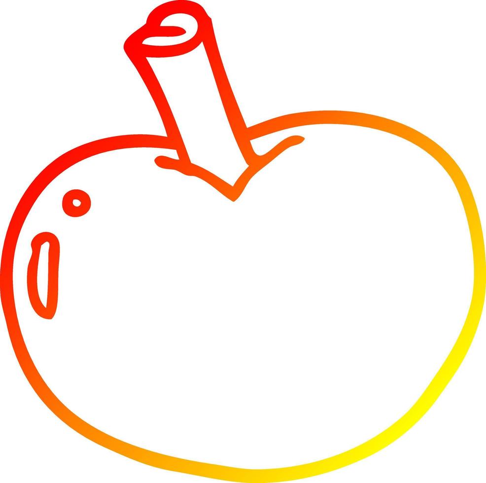 warm gradient line drawing cartoon apple vector