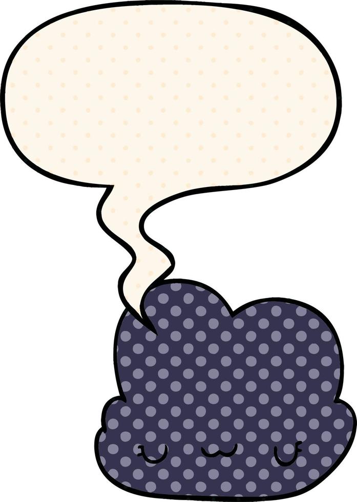 cute cartoon cloud and speech bubble in comic book style vector