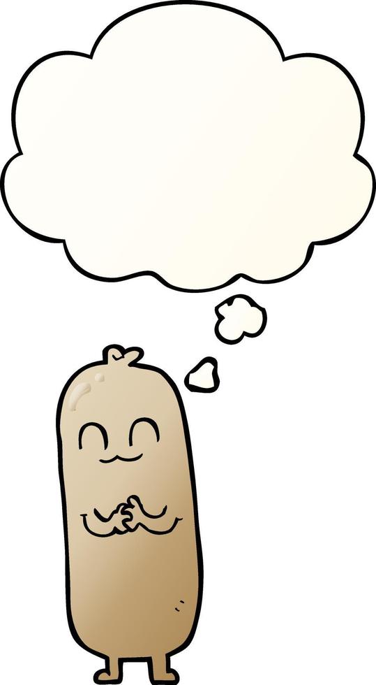 cartoon sausage and thought bubble in smooth gradient style vector