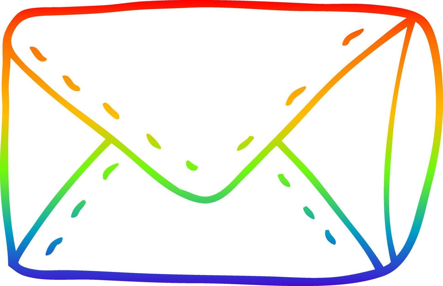 rainbow gradient line drawing cartoon envelope vector