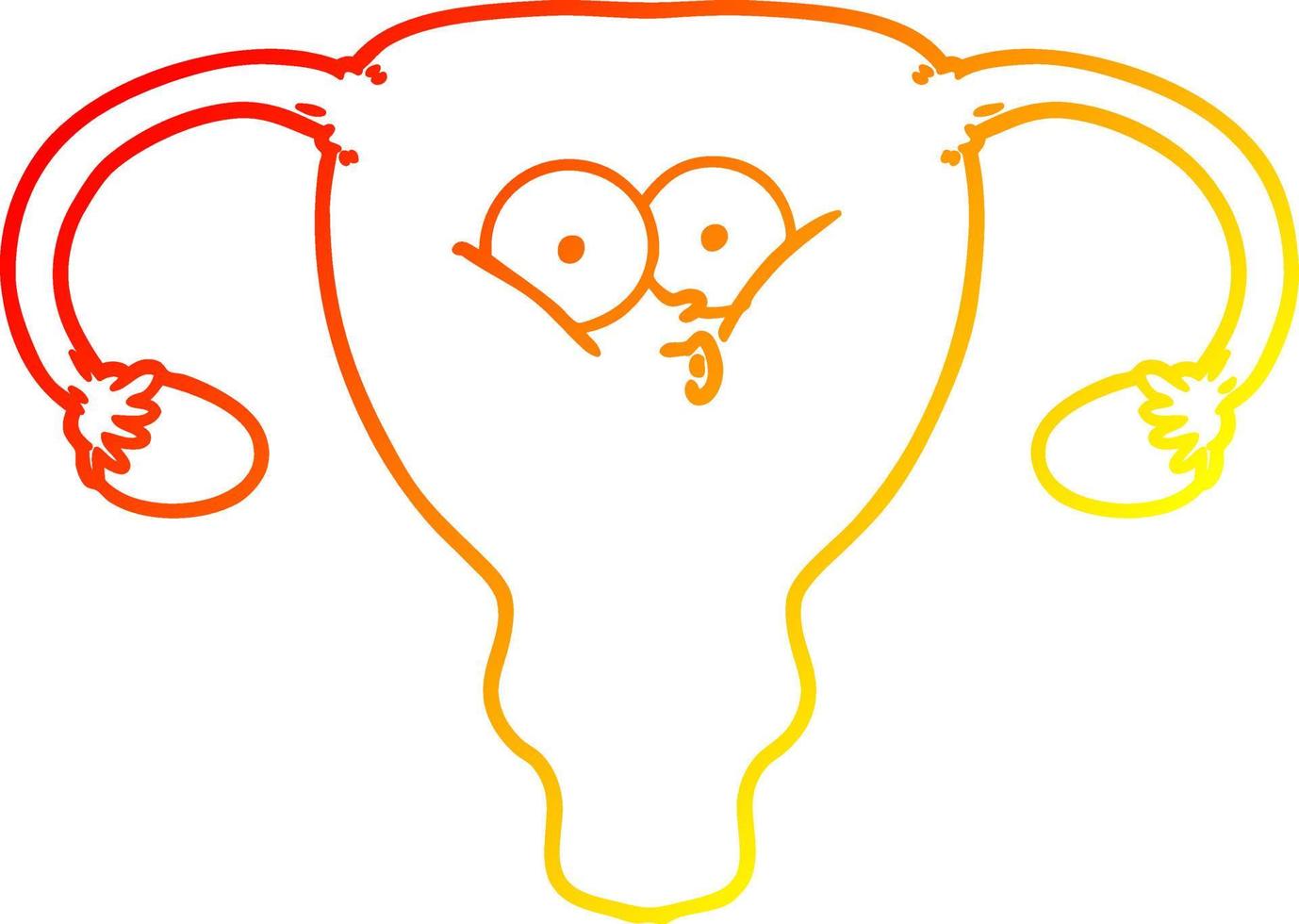 warm gradient line drawing cartoon uterus vector