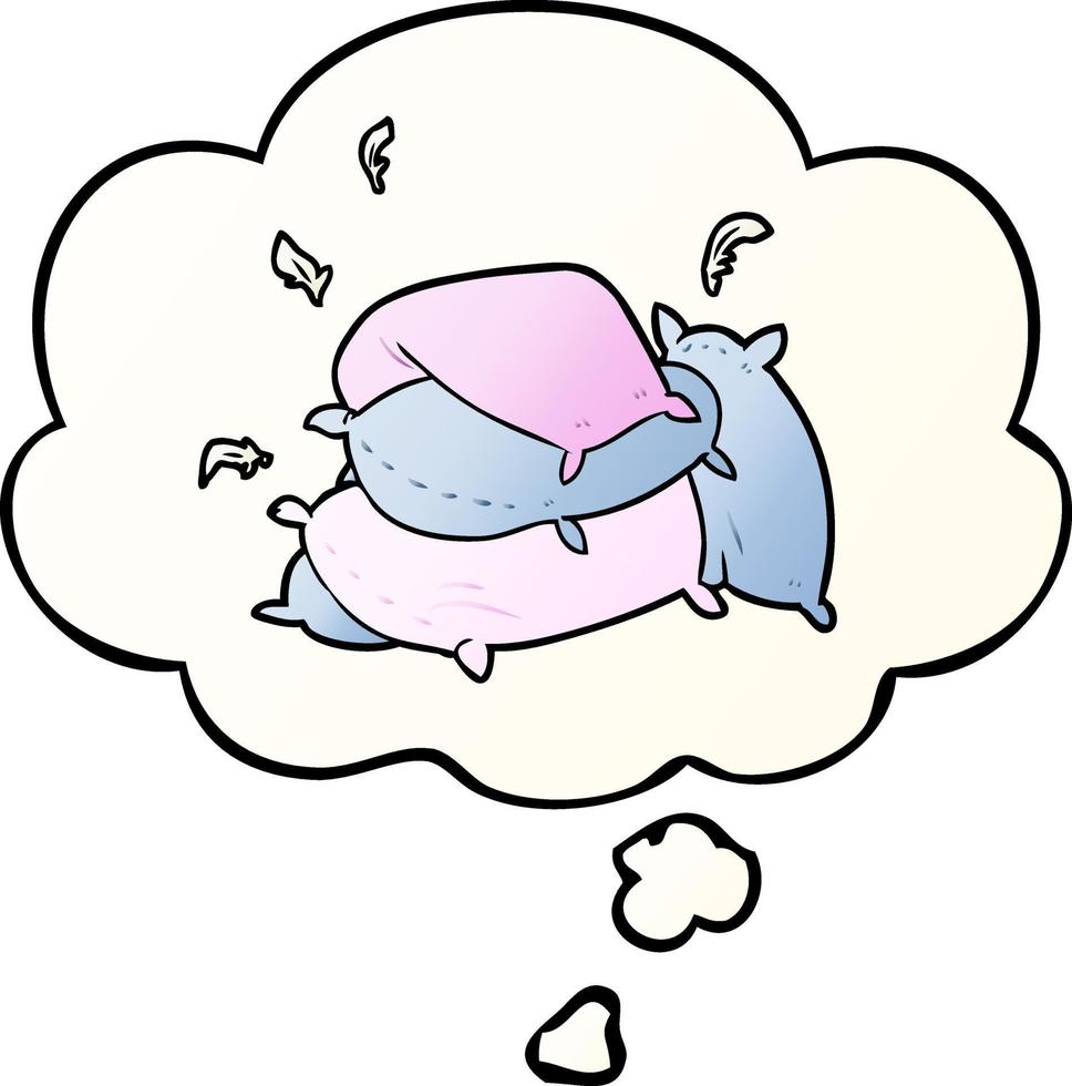 cartoon pillows and thought bubble in smooth gradient style vector