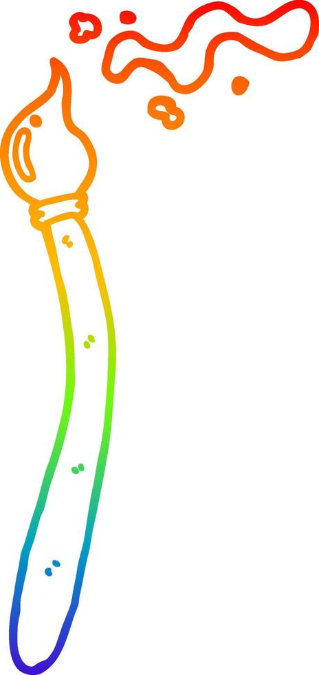 rainbow gradient line drawing cartoon paint brush vector
