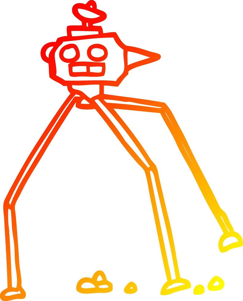 warm gradient line drawing cartoon space rocket vector