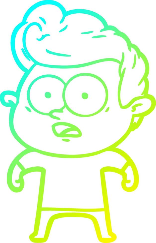 cold gradient line drawing cartoon staring man vector