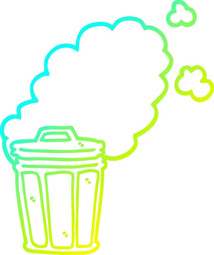 cold gradient line drawing cartoon stinky garbage can vector