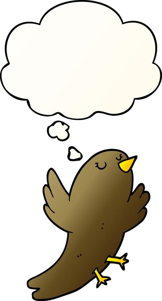 cartoon bird and thought bubble in smooth gradient style vector