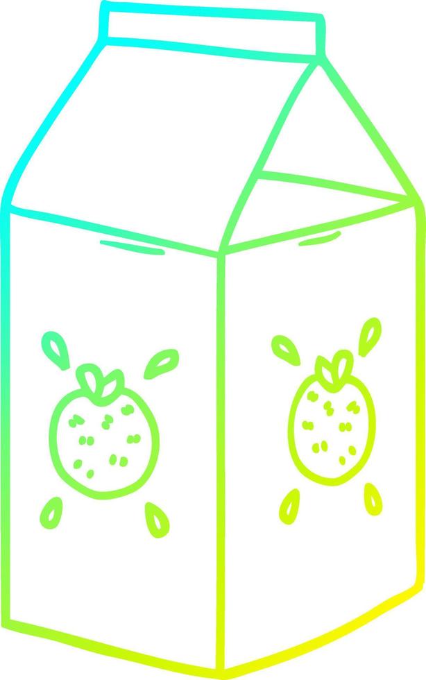 cold gradient line drawing cartoon orange juice carton vector