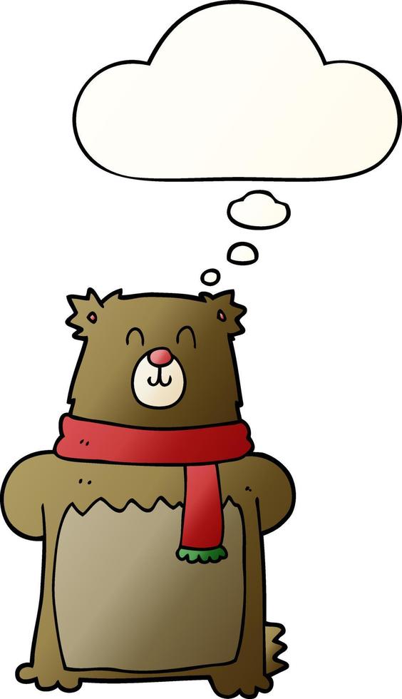 cartoon bear and thought bubble in smooth gradient style vector