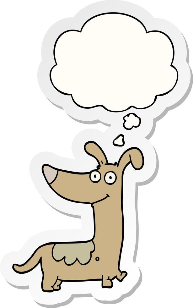 cartoon dog and thought bubble as a printed sticker vector