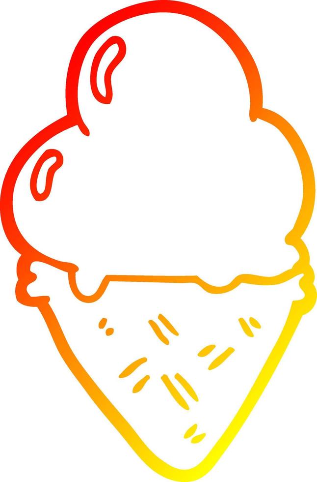 warm gradient line drawing cartoon ice cream vector
