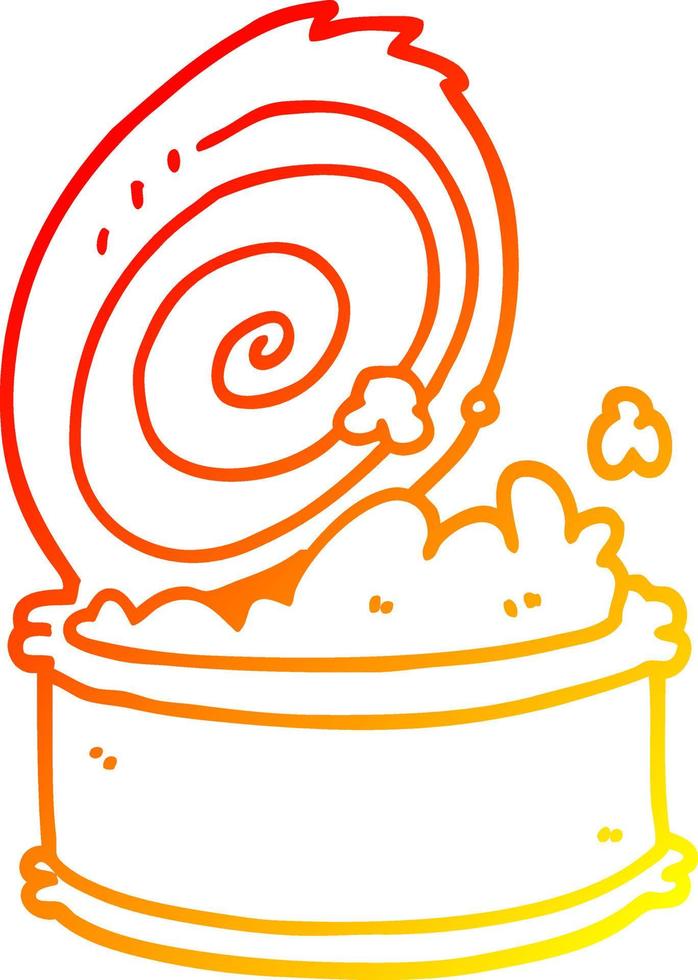 warm gradient line drawing cartoon canned fish vector