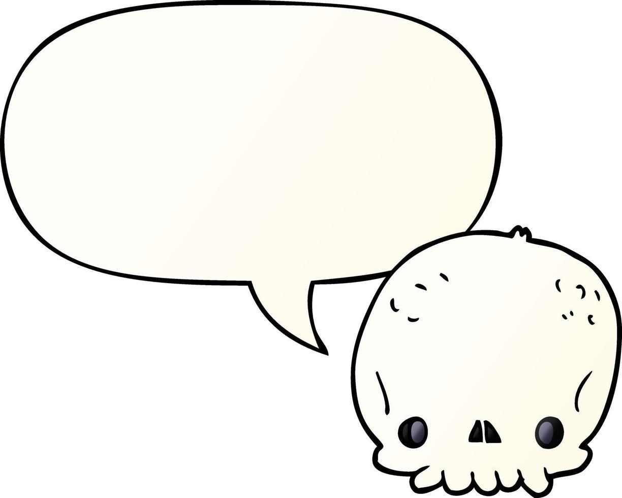 cartoon skull and speech bubble in smooth gradient style vector