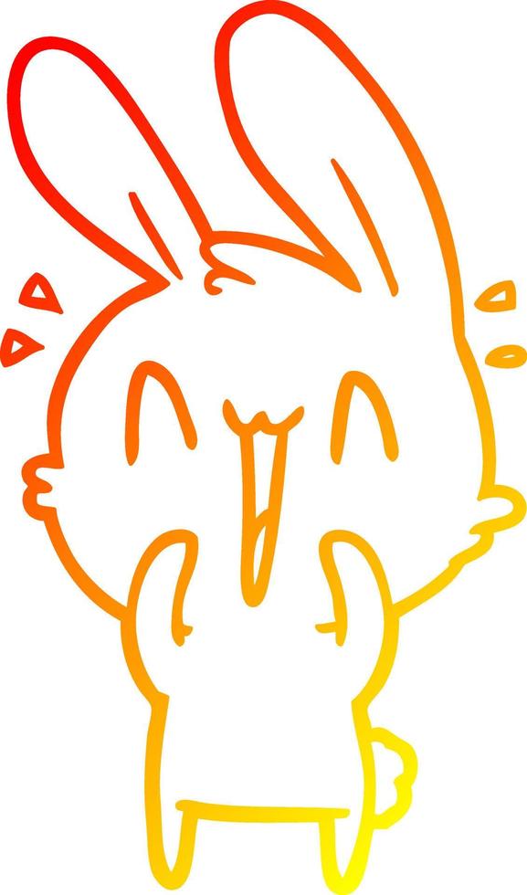 warm gradient line drawing cute cartoon rabbit vector