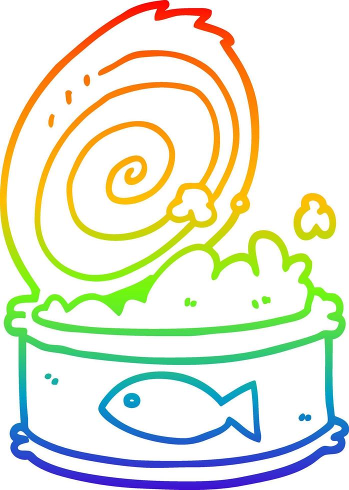 rainbow gradient line drawing cartoon canned food vector