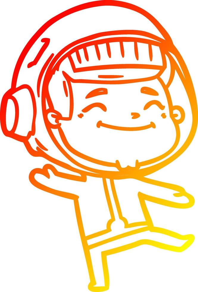 warm gradient line drawing happy cartoon astronaut vector