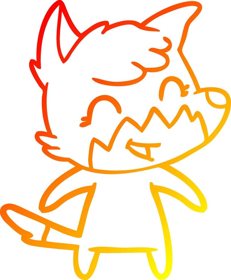 warm gradient line drawing happy cartoon fox vector
