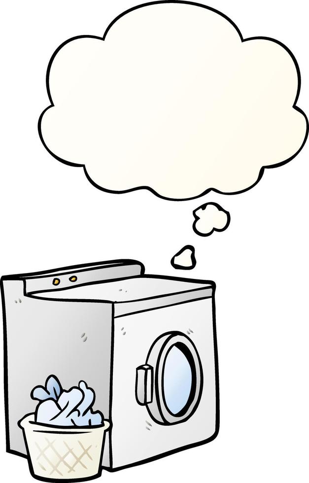 cartoon washing machine and thought bubble in smooth gradient style vector