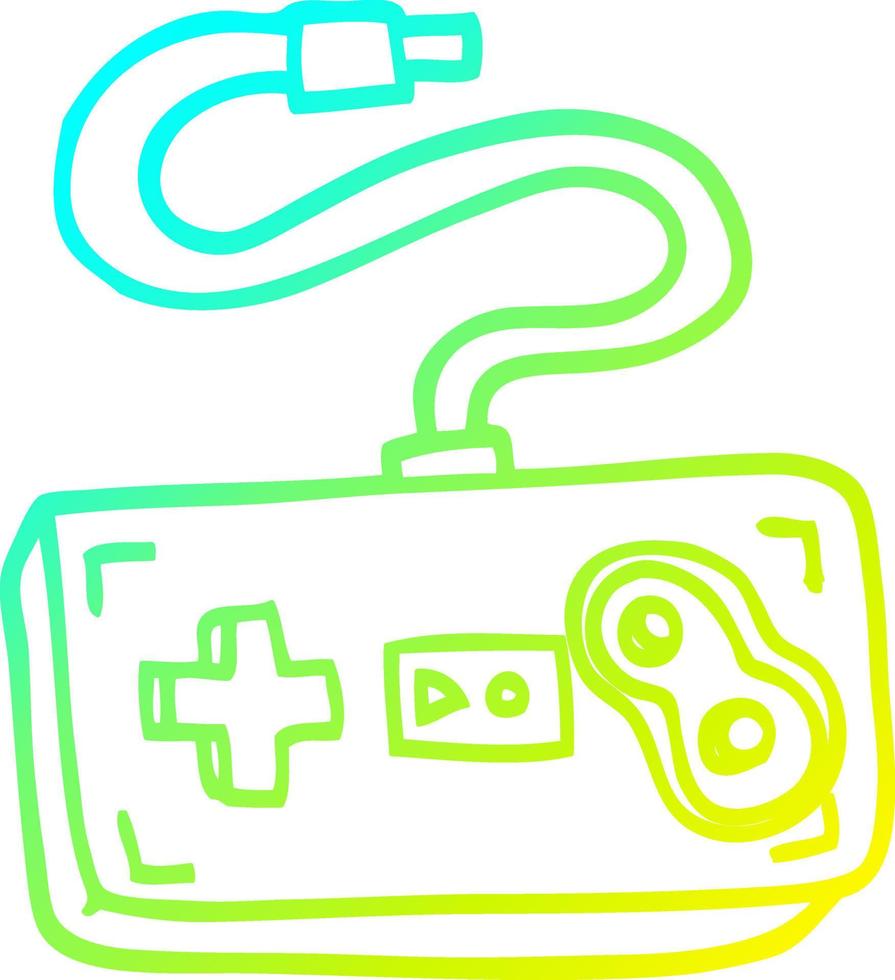 cold gradient line drawing cartoon game controller vector