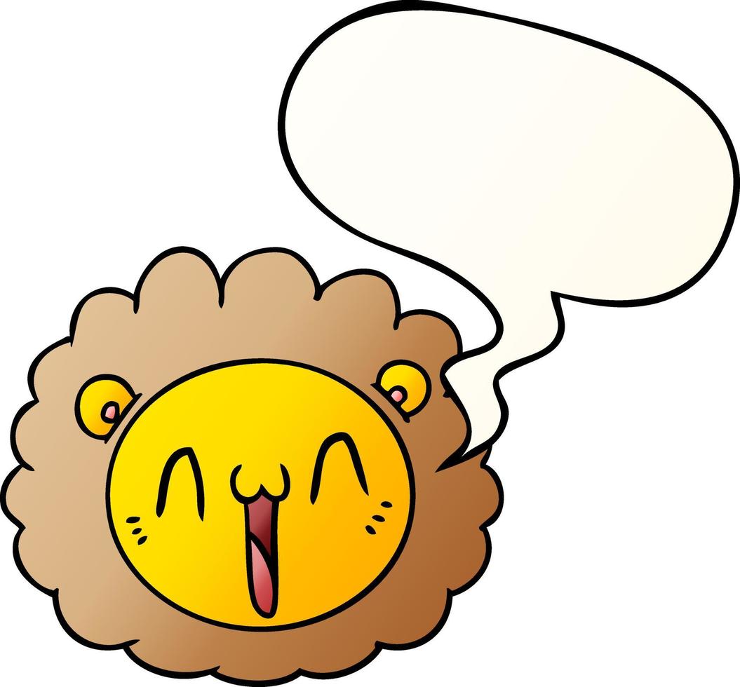 cartoon lion face and speech bubble in smooth gradient style vector