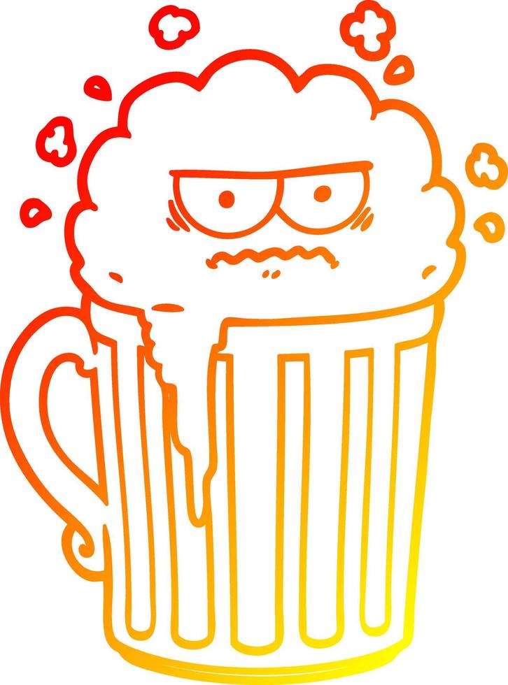 dibujo de línea de gradiente cálido taza de cerveza de dibujos animados vector