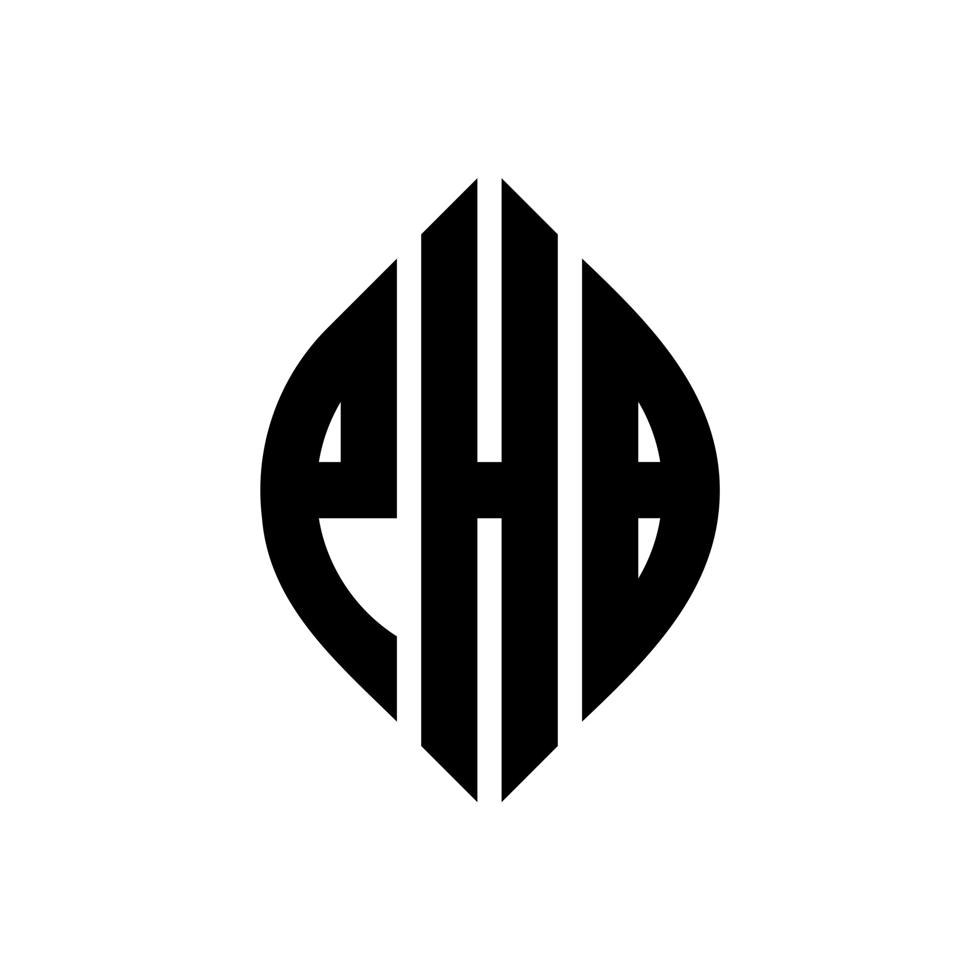 PHB circle letter logo design with circle and ellipse shape. PHB