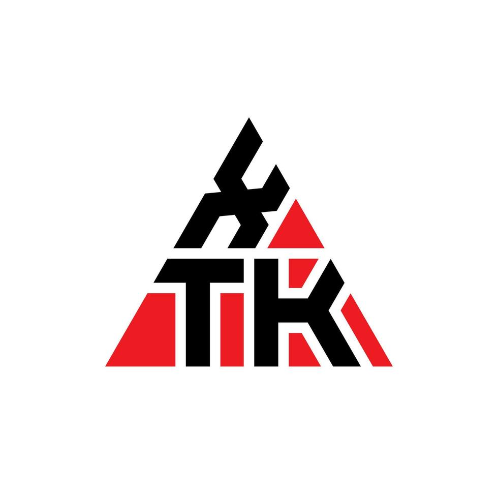 XTK triangle letter logo design with triangle shape. XTK triangle logo design monogram. XTK triangle vector logo template with red color. XTK triangular logo Simple, Elegant, and Luxurious Logo.
