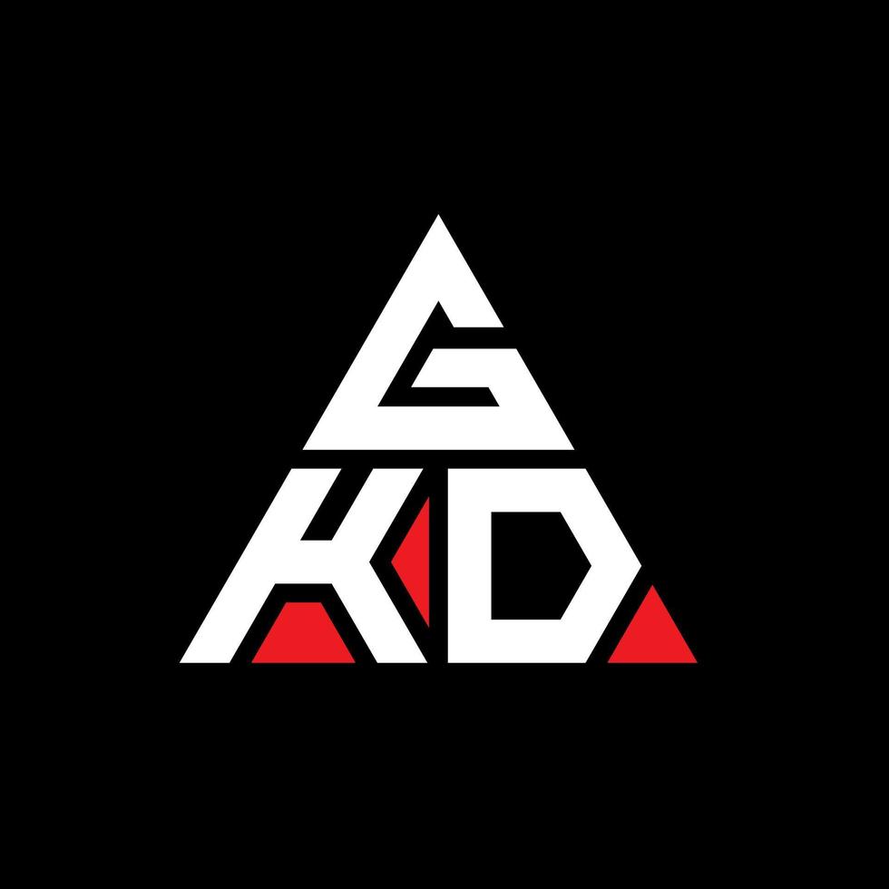 GKD triangle letter logo design with triangle shape. GKD triangle logo design monogram. GKD triangle vector logo template with red color. GKD triangular logo Simple, Elegant, and Luxurious Logo.