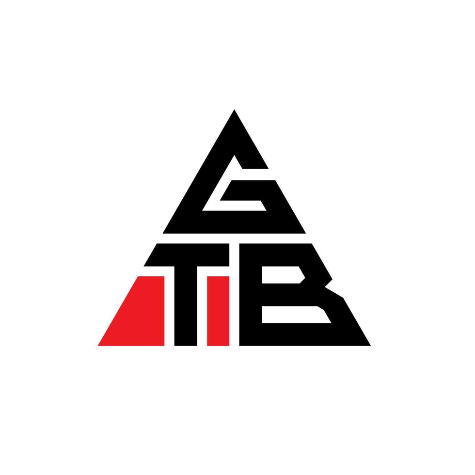 GTB triangle letter logo design with triangle shape. GTB triangle logo design monogram. GTB triangle vector logo template with red color. GTB triangular logo Simple, Elegant, and Luxurious Logo.