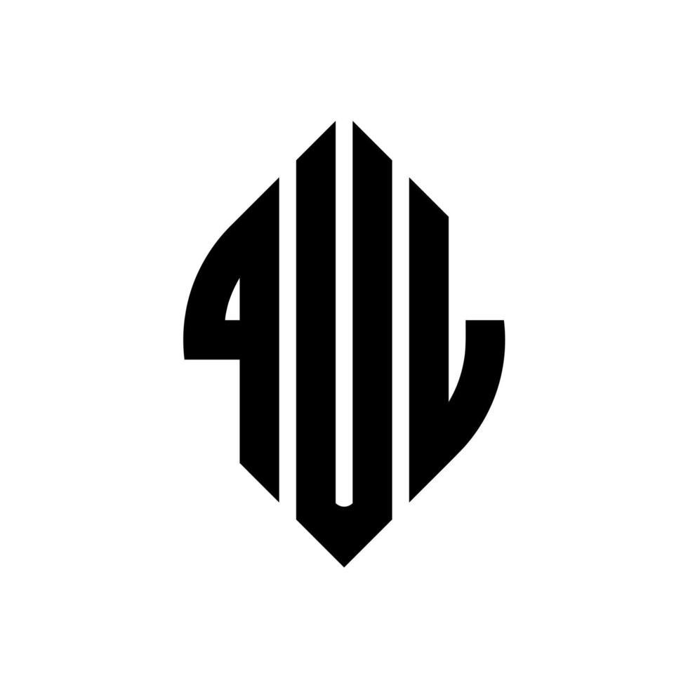 QUL circle letter logo design with circle and ellipse shape. QUL ellipse letters with typographic style. The three initials form a circle logo. QUL Circle Emblem Abstract Monogram Letter Mark Vector. vector