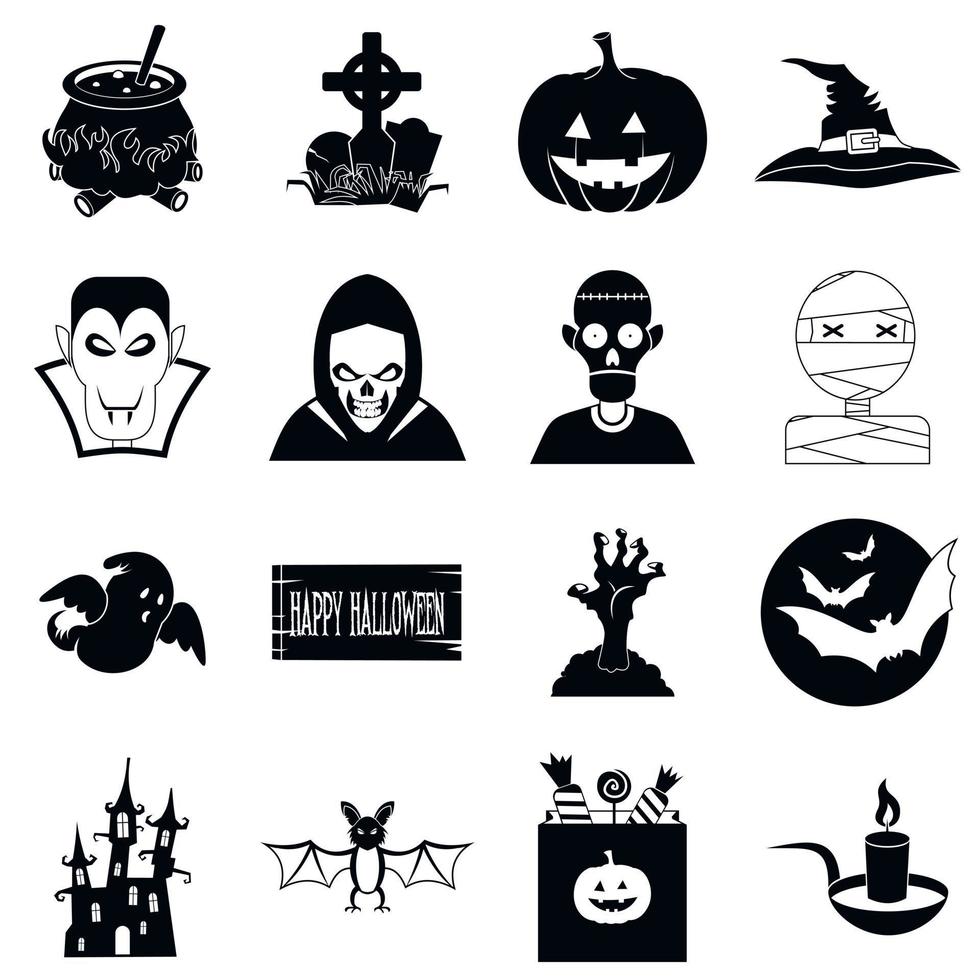 iconos simples negros de halloween vector