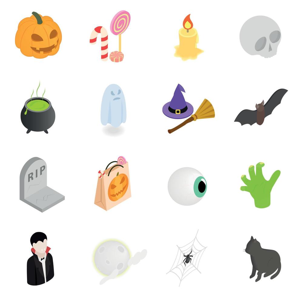 Halloween isometric 3d icons vector