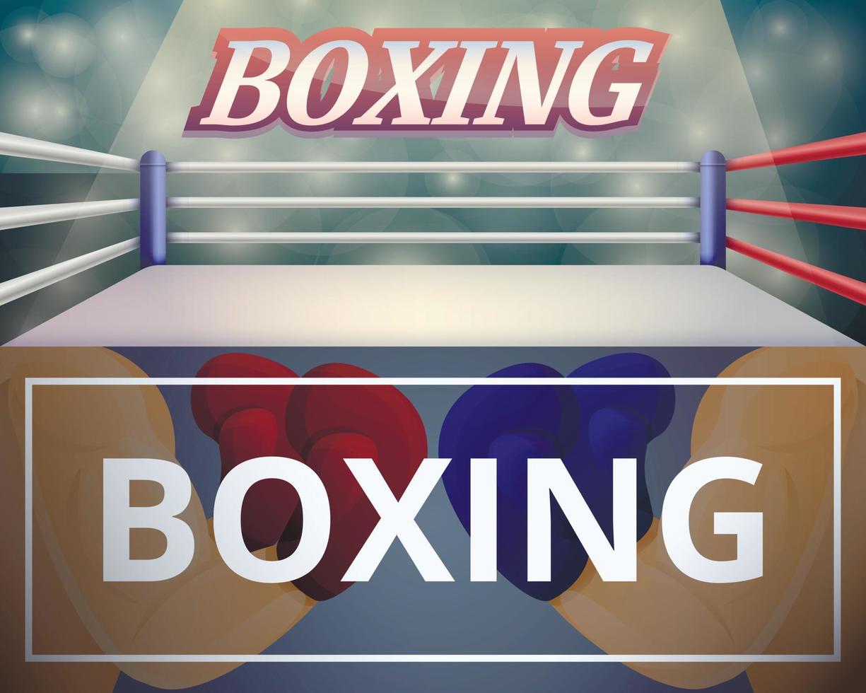 Boxing ring banner set, cartoon style vector