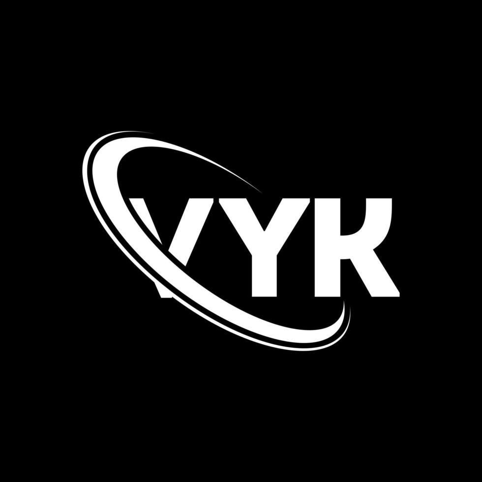 logotipo de vyk. letra vyk. diseño del logotipo de la letra vyk. logotipo de las iniciales vyk vinculado con un círculo y un logotipo de monograma en mayúsculas. tipografía vyk para tecnología, negocios y marca inmobiliaria. vector