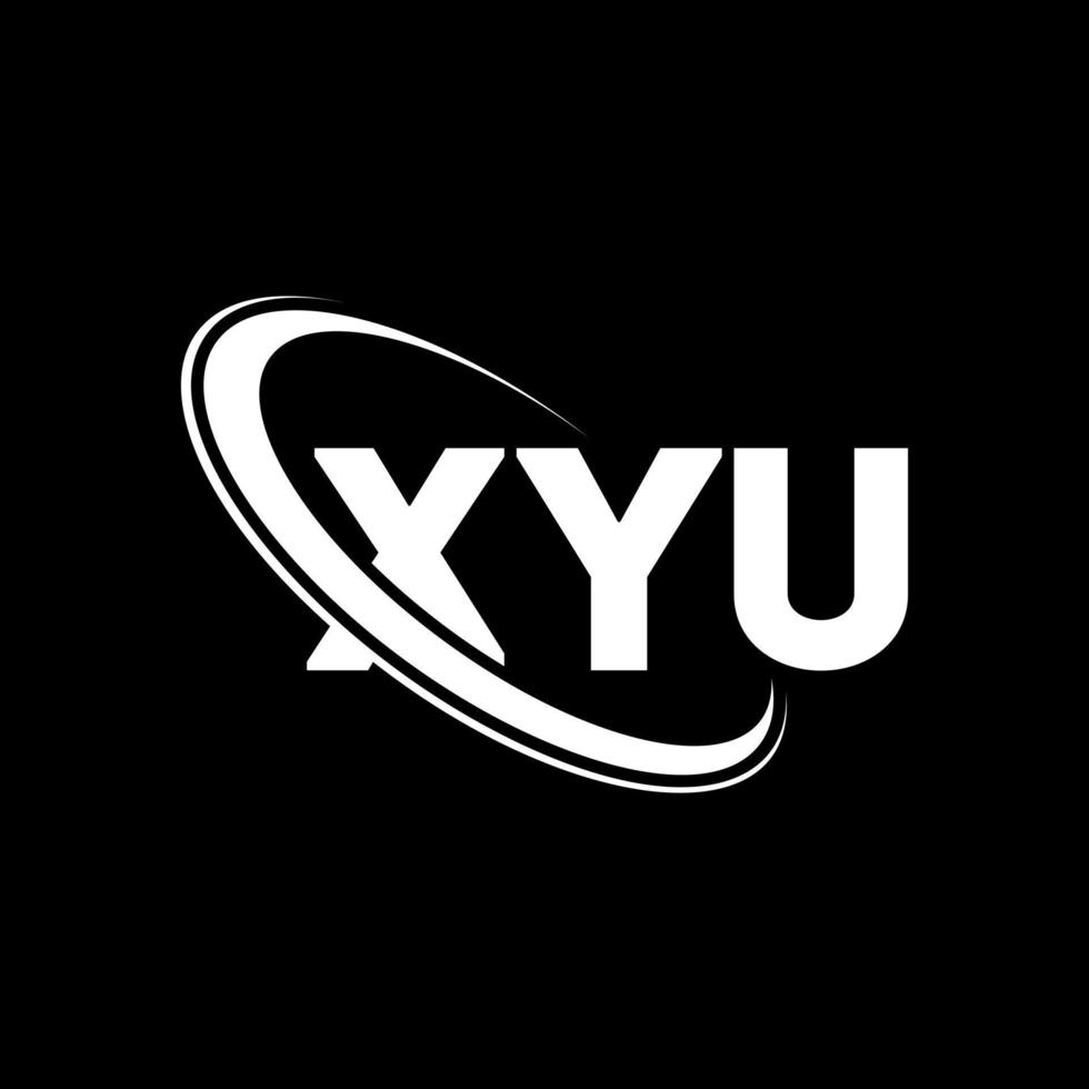 logotipo de xyu. carta xyu. diseño del logotipo de la letra xyu. logotipo de las iniciales xyu vinculado con un círculo y un logotipo de monograma en mayúsculas. tipografía xyu para tecnología, negocios y marca inmobiliaria. vector