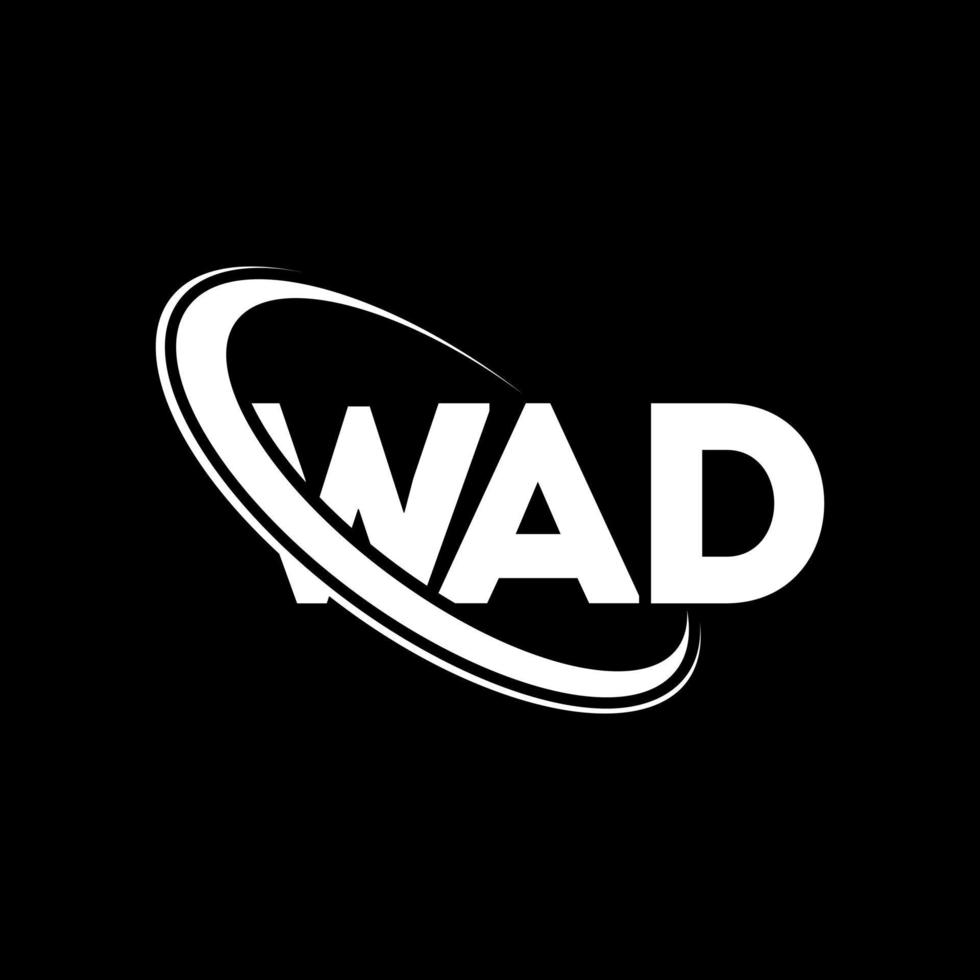 WAD logo. WAD letter. WAD letter logo design. Initials WAD logo linked with circle and uppercase monogram logo. WAD typography for technology, business and real estate brand. vector