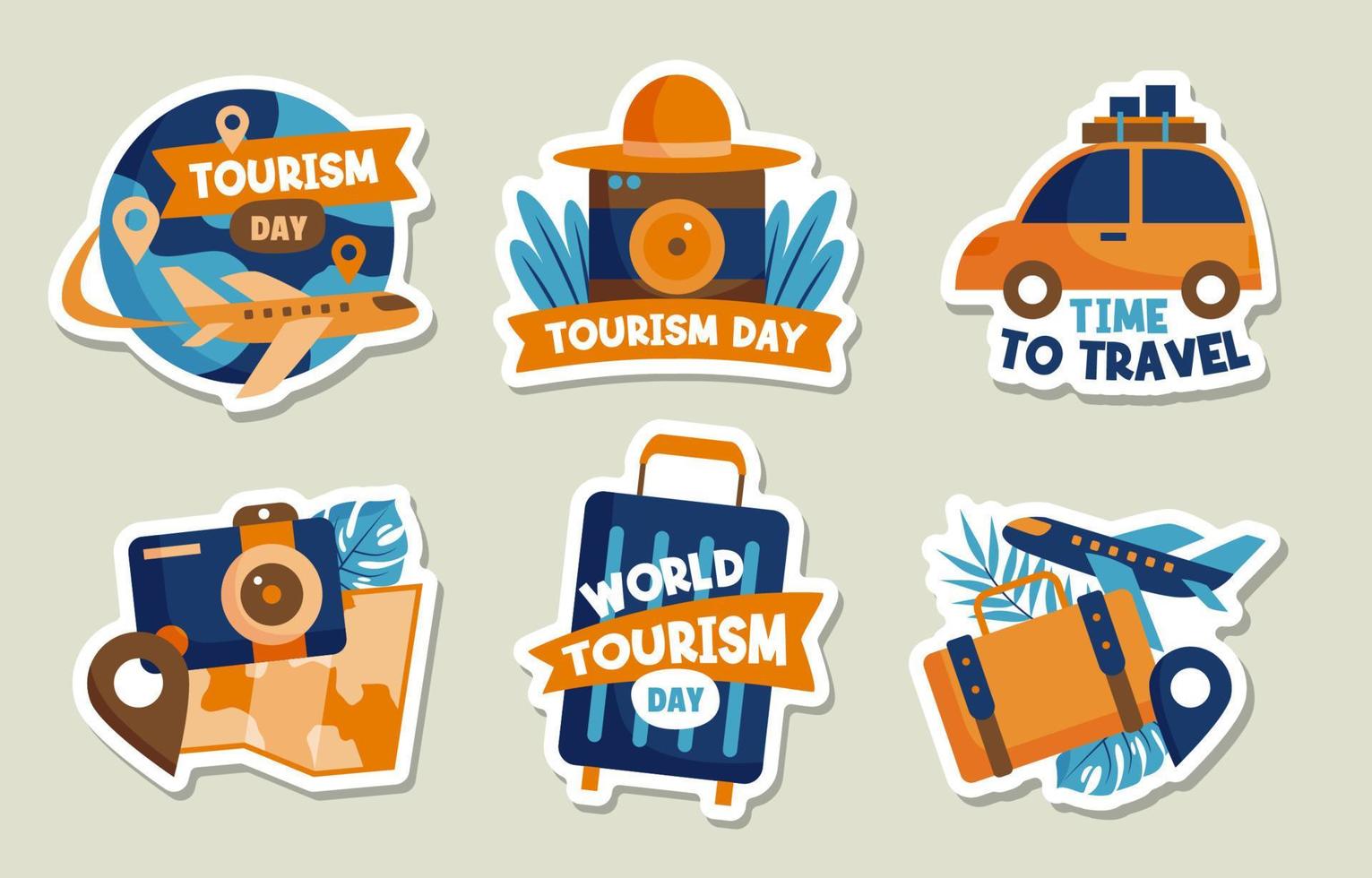 World Tourism Sticker Set vector