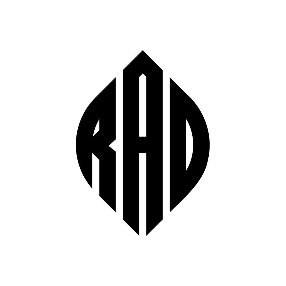 diseño de logotipo de letra de círculo rad con forma de círculo y elipse. letras de elipse rad con estilo tipográfico. las tres iniciales forman un logo circular. vector de marca de letra de monograma abstracto del emblema del círculo rad.