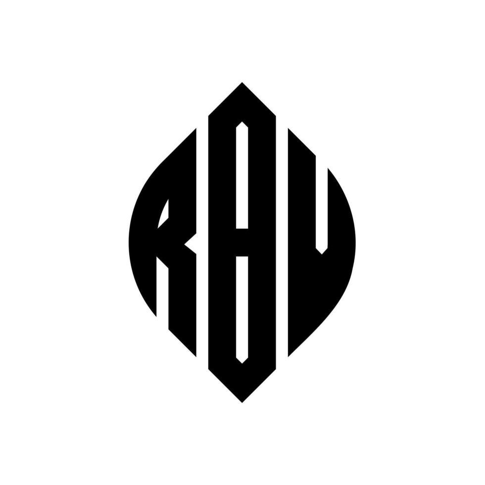diseño de logotipo de letra de círculo rbv con forma de círculo y elipse. letras elipses rbv con estilo tipográfico. las tres iniciales forman un logo circular. rbv círculo emblema resumen monograma letra marca vector. vector