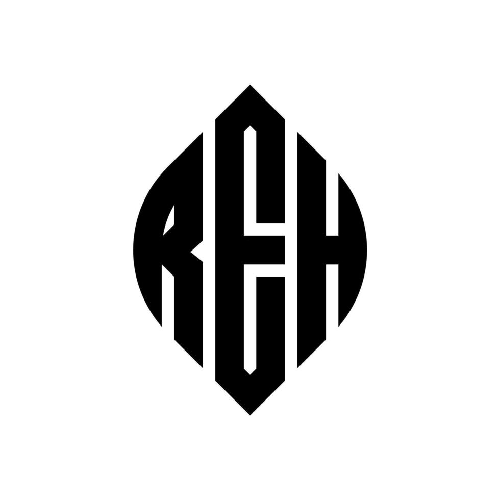 diseño de logotipo de letra de círculo reh con forma de círculo y elipse. reh letras elipses con estilo tipográfico. las tres iniciales forman un logo circular. vector de marca de letra de monograma abstracto del emblema del círculo reh.