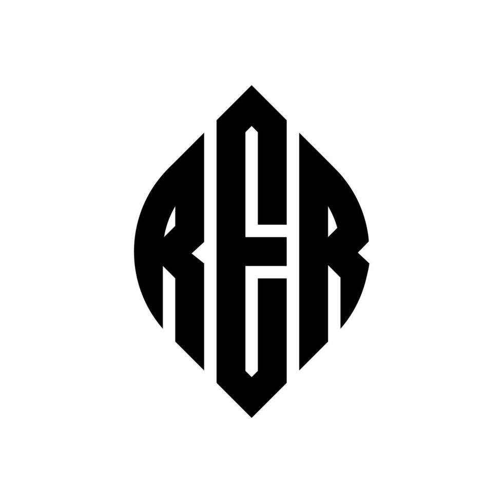 RER circle letter logo design with circle and ellipse shape. RER ellipse letters with typographic style. The three initials form a circle logo. RER Circle Emblem Abstract Monogram Letter Mark Vector. vector