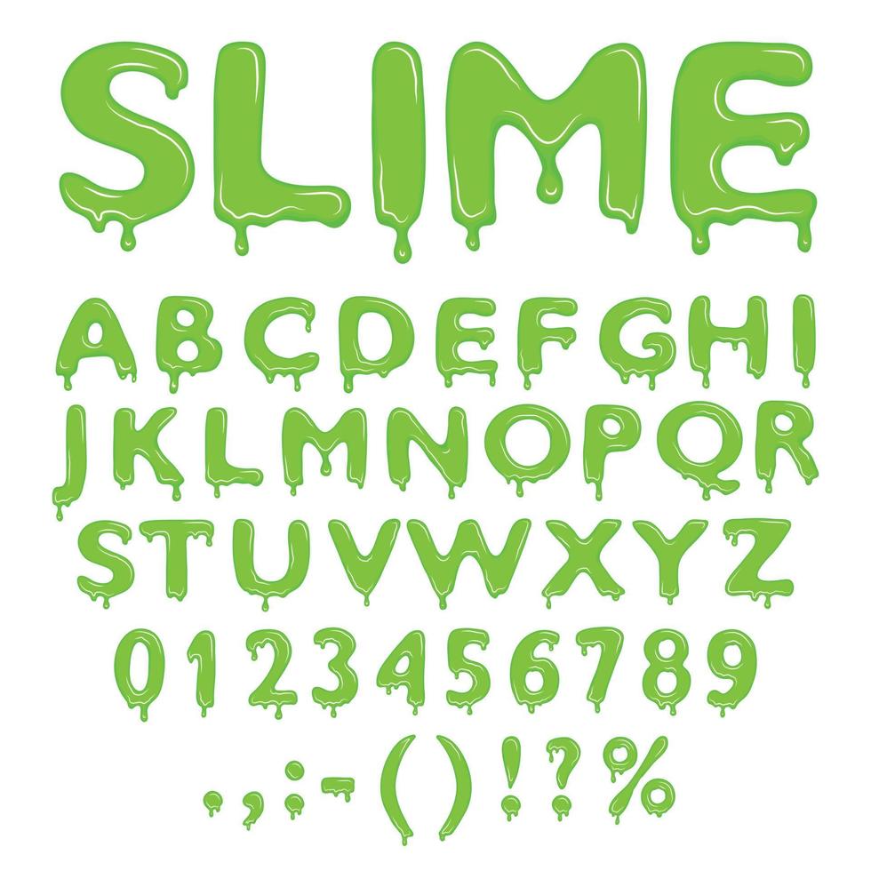 Slime alphabet numbers and symbols vector