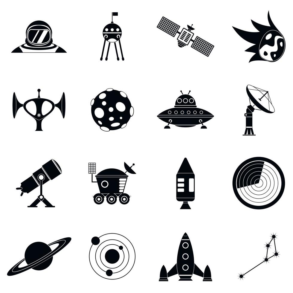 Space simple icons set vector