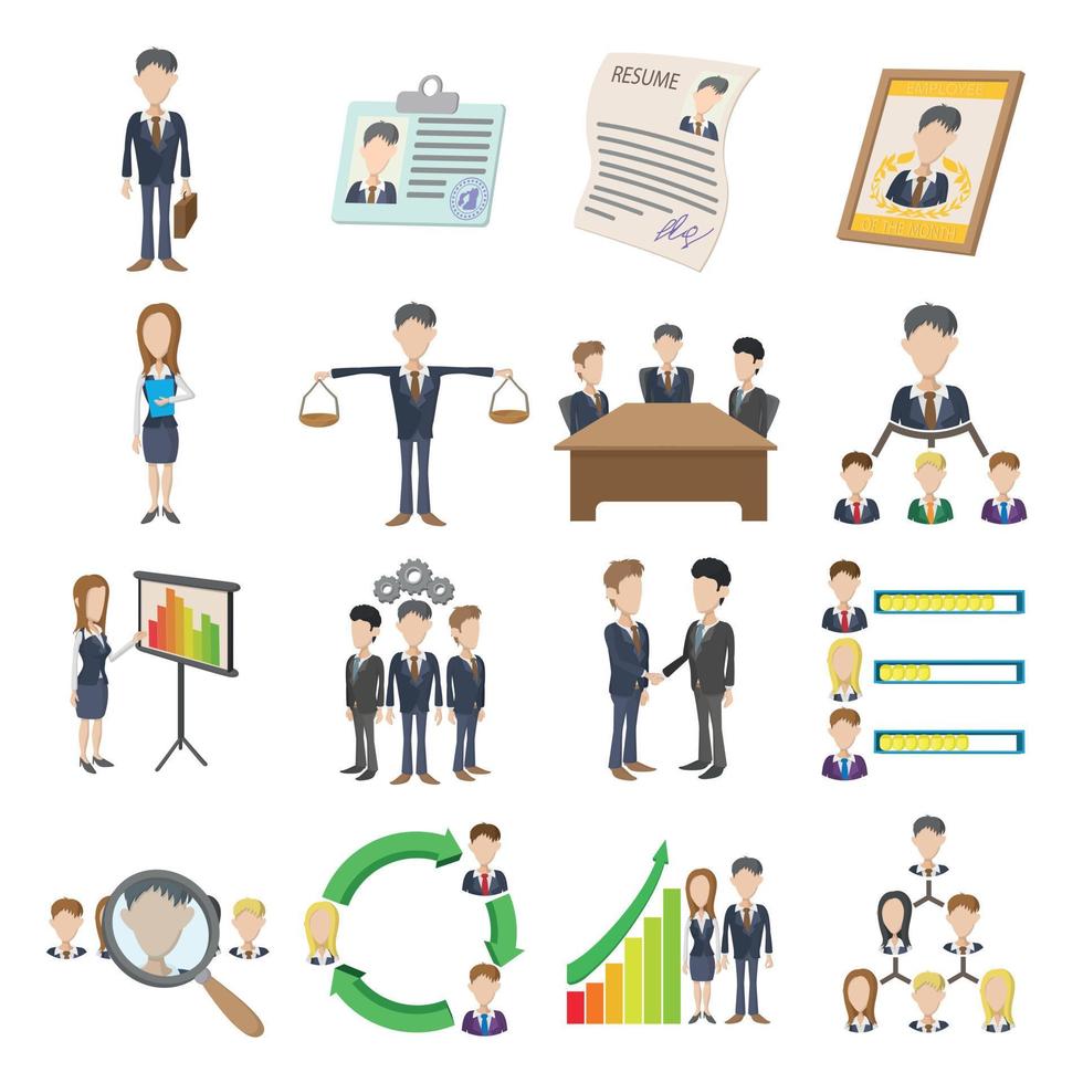 Human resources icons set vector