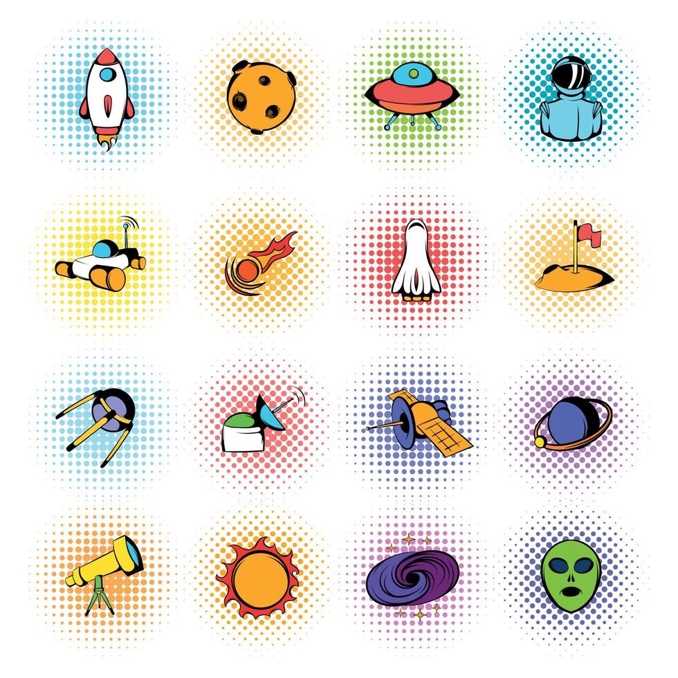 Space icons comics vector